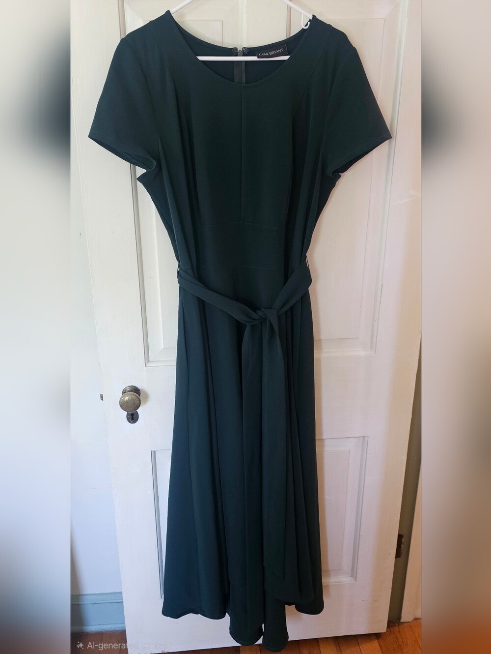 Lane Bryant Lena Classic Dark Green Tie-Waist Maxi Dress